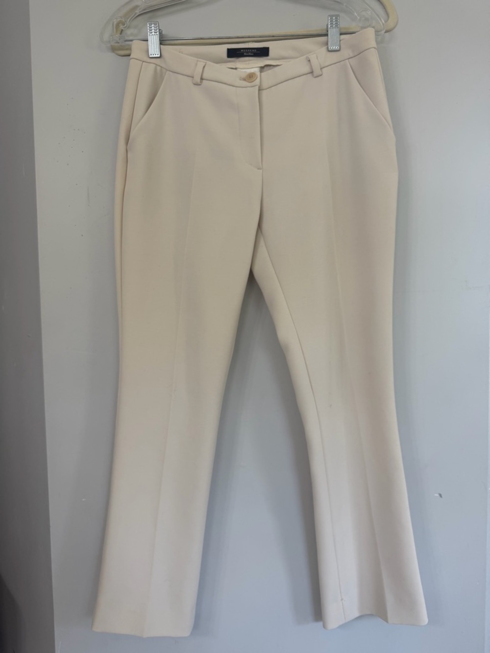 Weekend MaxMara Women’s 4 designer off-white stretch capri flare trouser FITW19